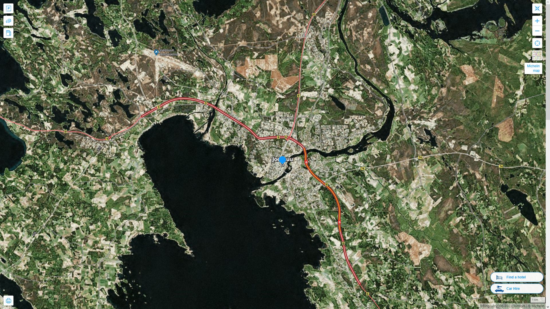 Joensuu Highway and Road Map with Satellite View